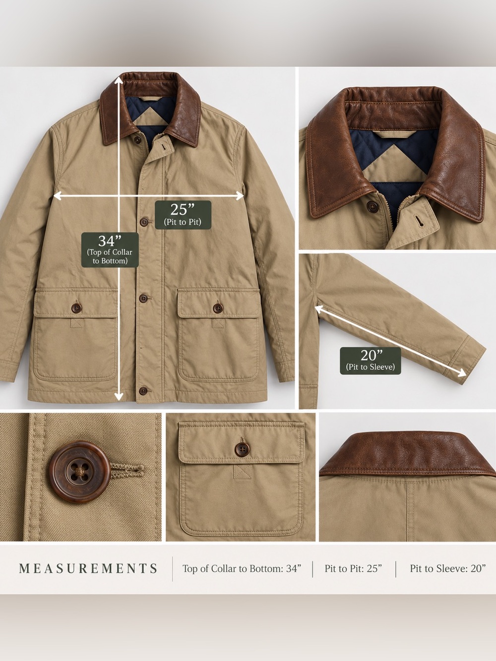Vintage GANT Goose Down-Filled Barn Field Jacket - Leather Collar Trim - Mens M - Picture 7 of 7